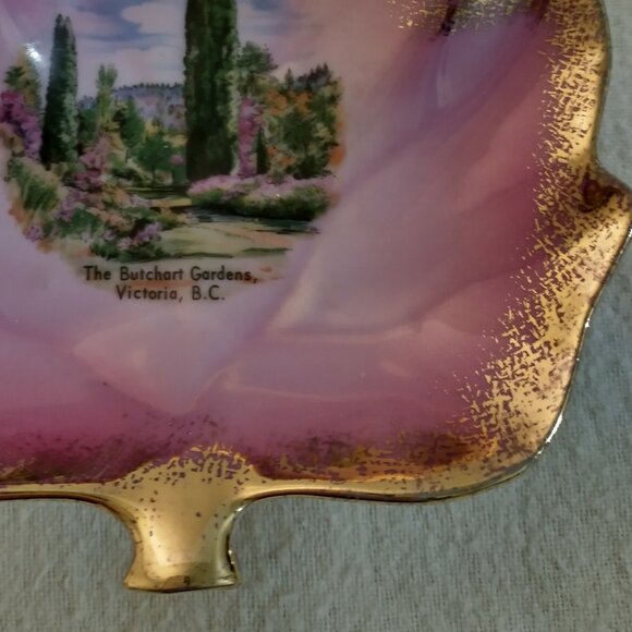 Butchart Gardens Victoria BC Souvenir Trinket Leave Dish - Picture 4 of 6